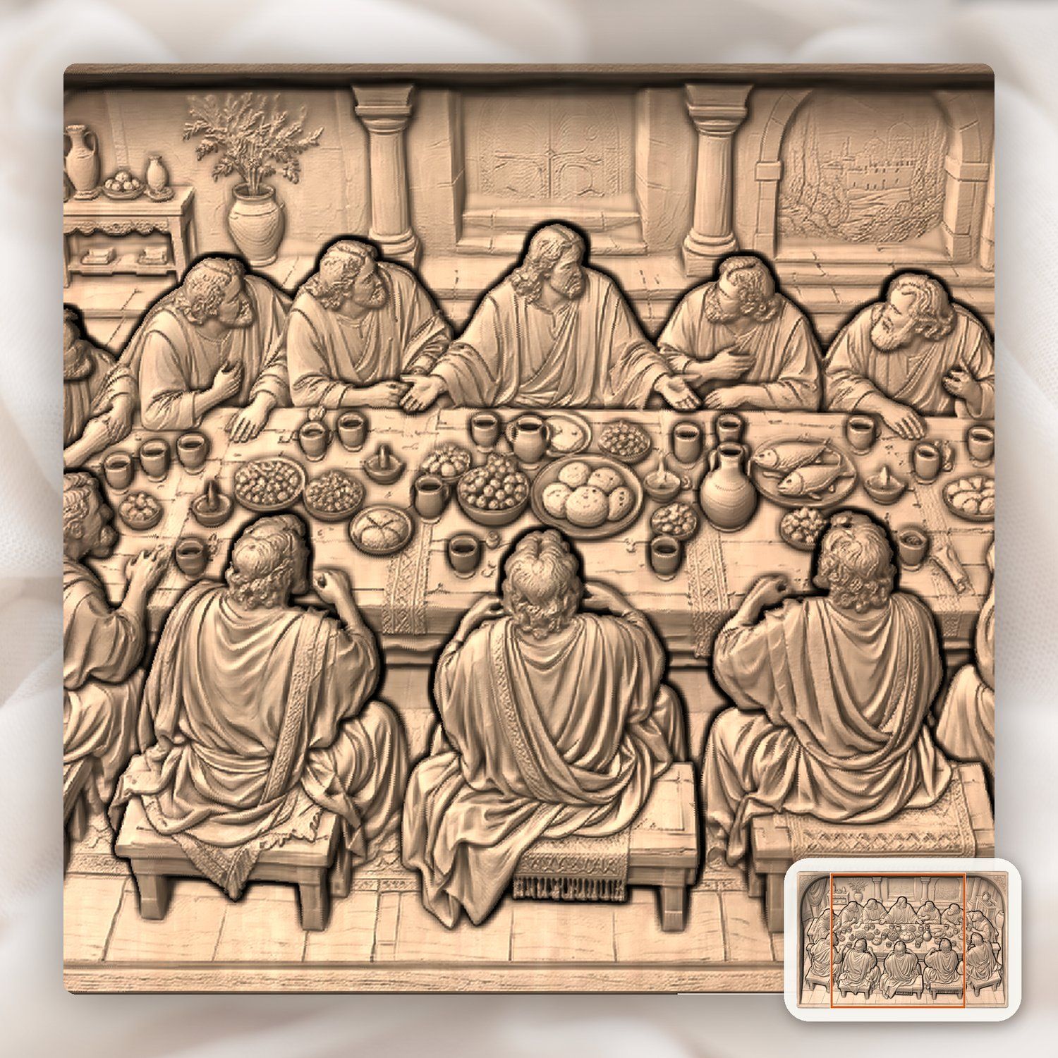 Last Supper Jesus CNC Relief STL bas-relief STL — view 7
