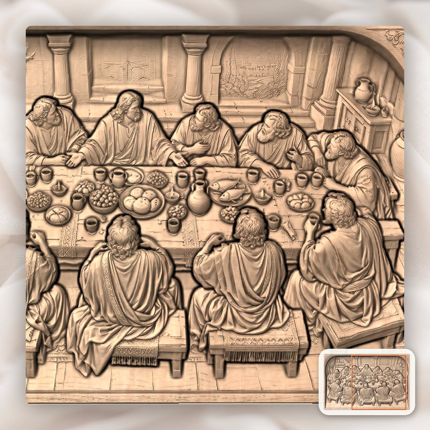 Last Supper Jesus CNC Relief STL bas-relief STL — view 8