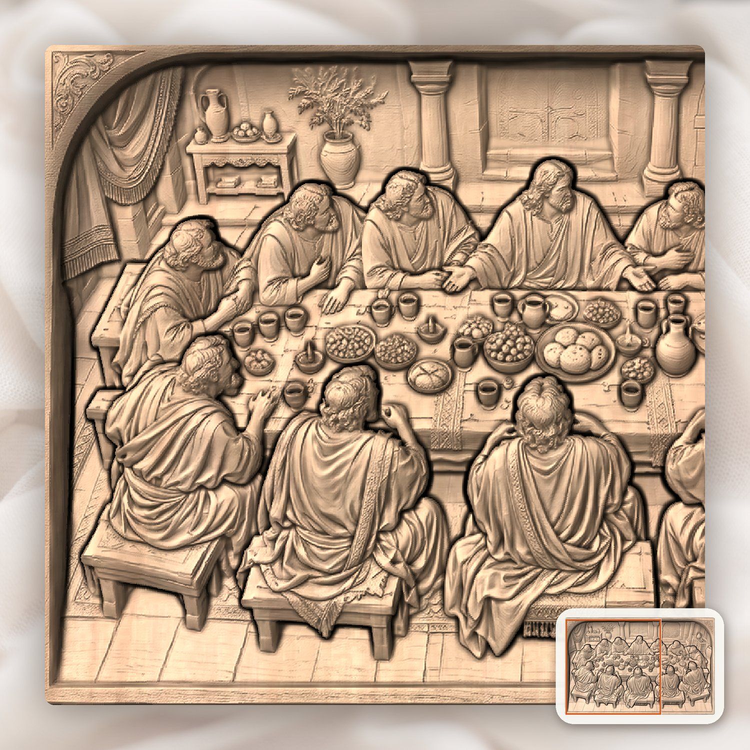 Last Supper Jesus CNC Relief STL bas-relief STL — view 9