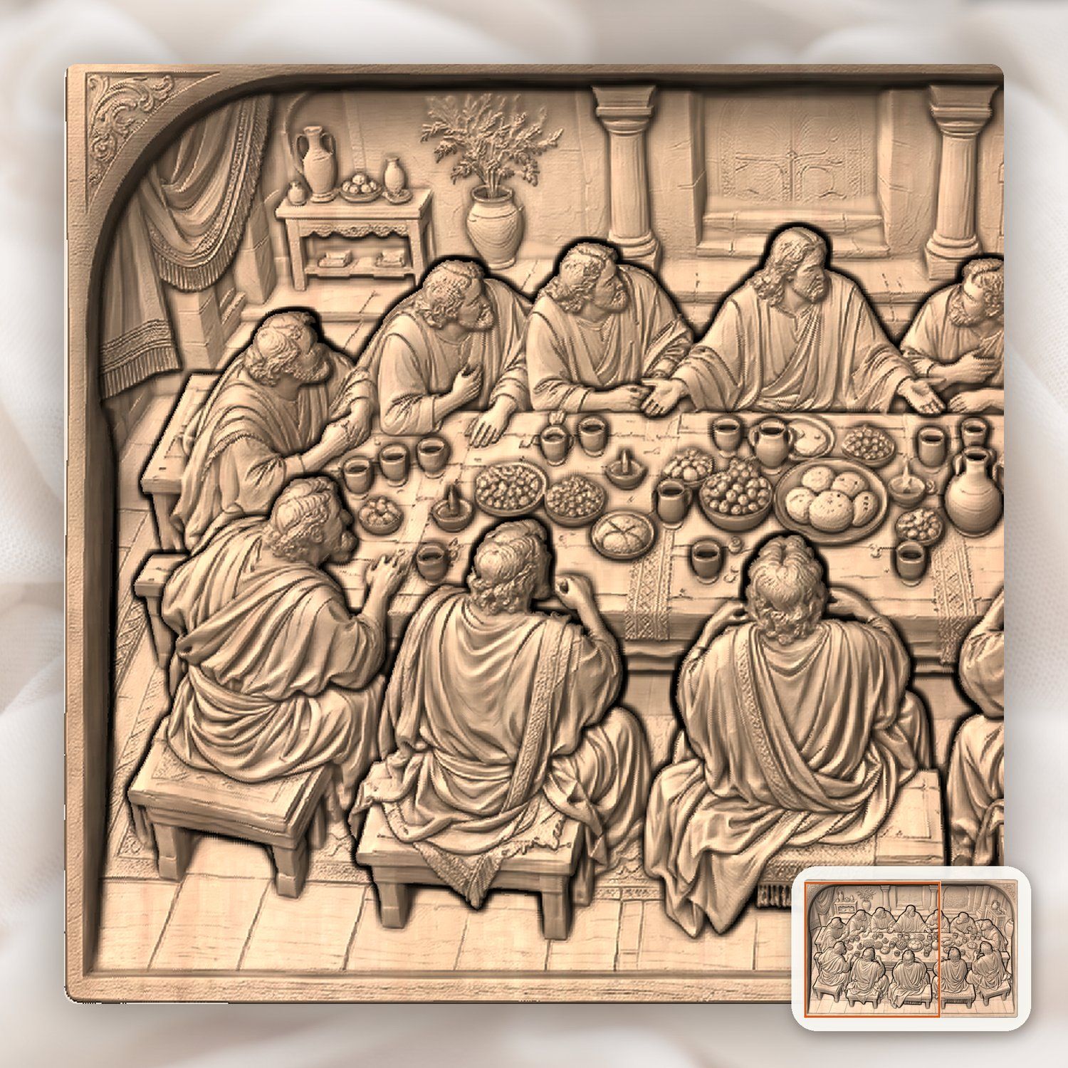 Last Supper Jesus CNC Relief STL bas-relief STL — view 10