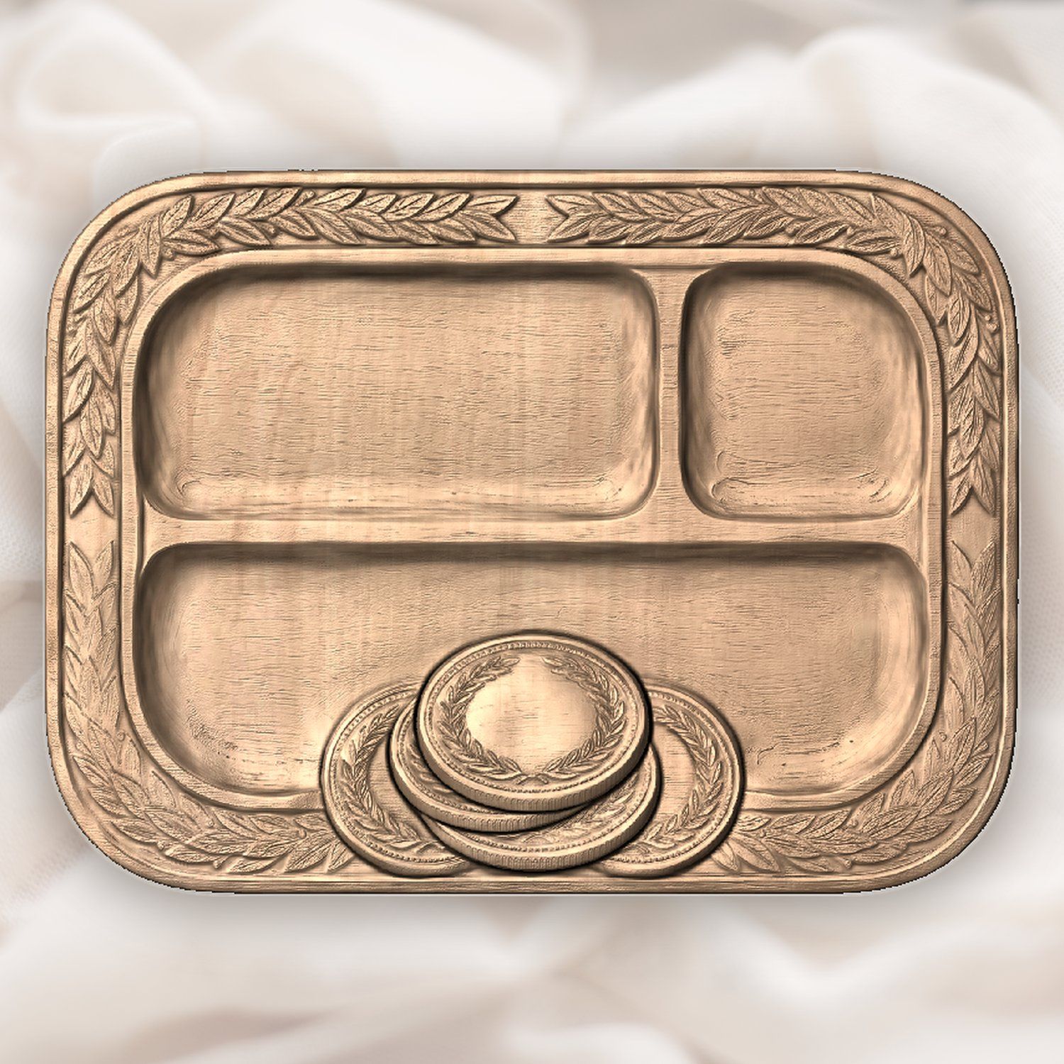 Laurel Wreath Valet Tray CNC Relief STL bas-relief STL — view 4