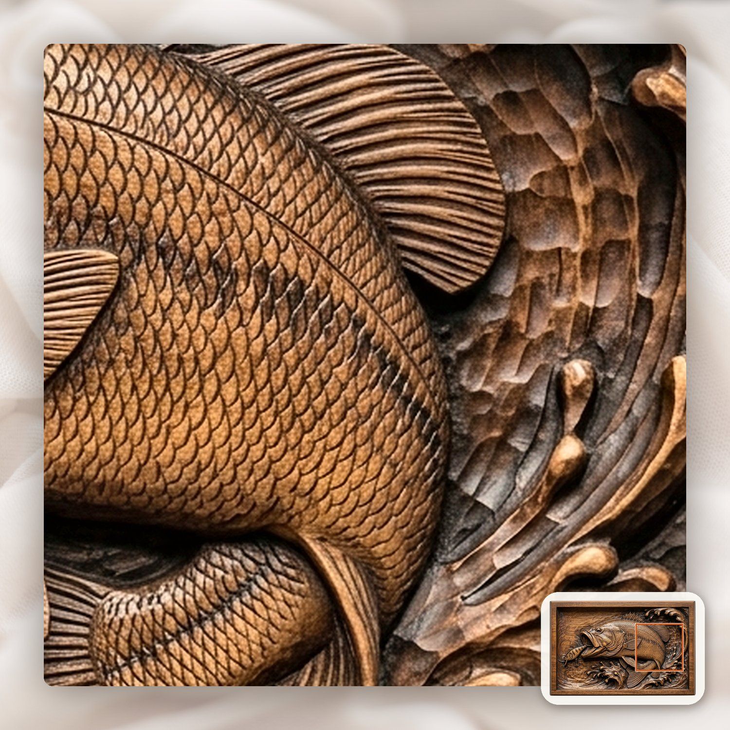 Leaping Bass Fishing CNC Relief STL bas-relief STL — view 11