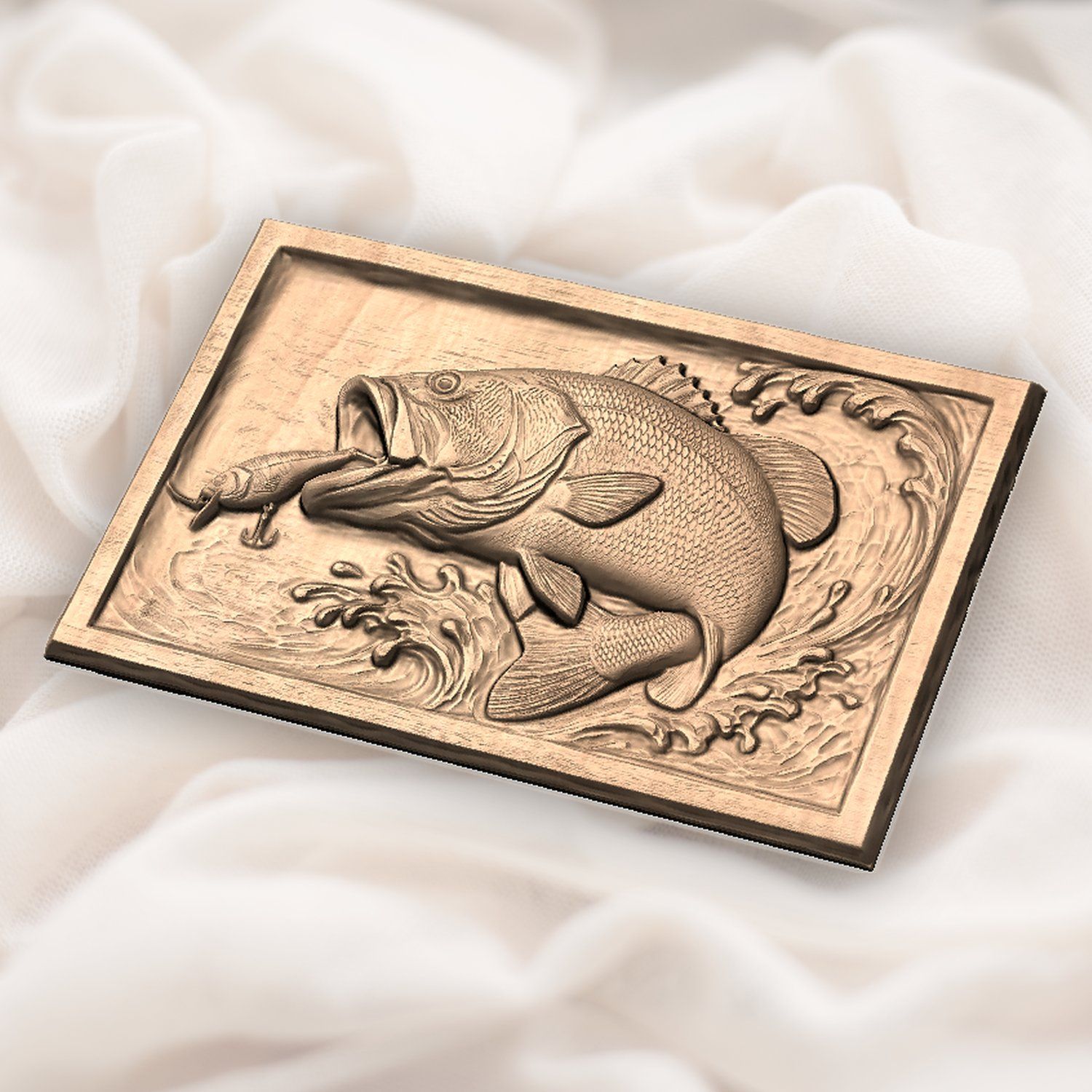 Leaping Bass Fishing CNC Relief STL bas-relief STL — view 5