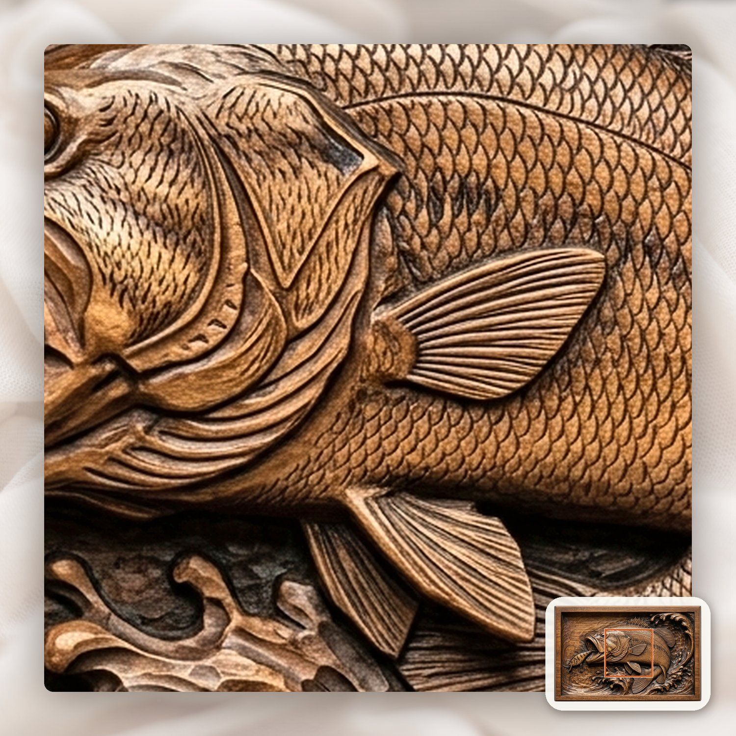 Leaping Bass Fishing CNC Relief STL bas-relief STL — view 10