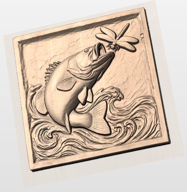 Leaping Largemouth Bass Deep Scoop Bas-Relief bas-relief STL — view 7