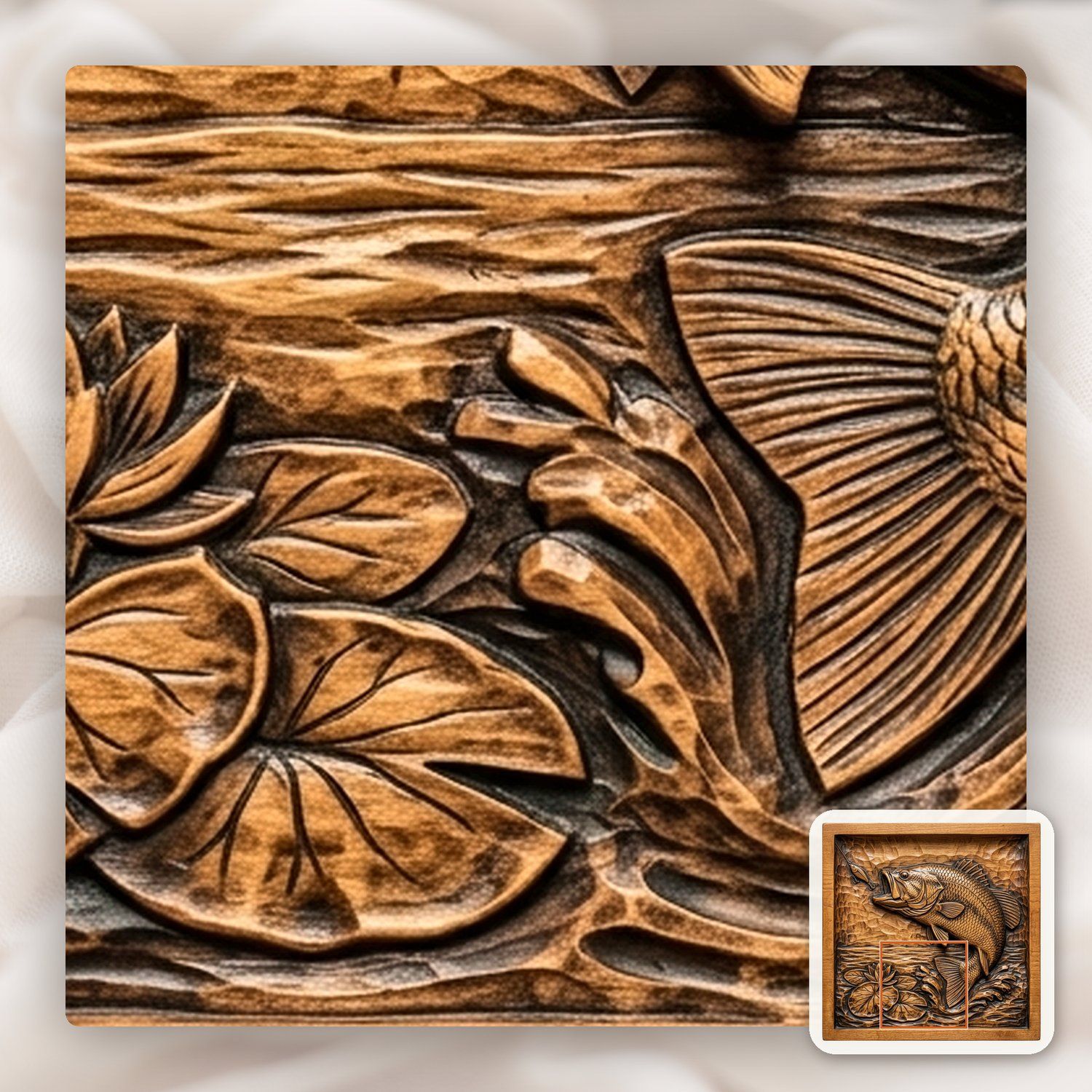Leaping Largemouth Bass Fishing CNC Relief STL bas-relief STL — view 11