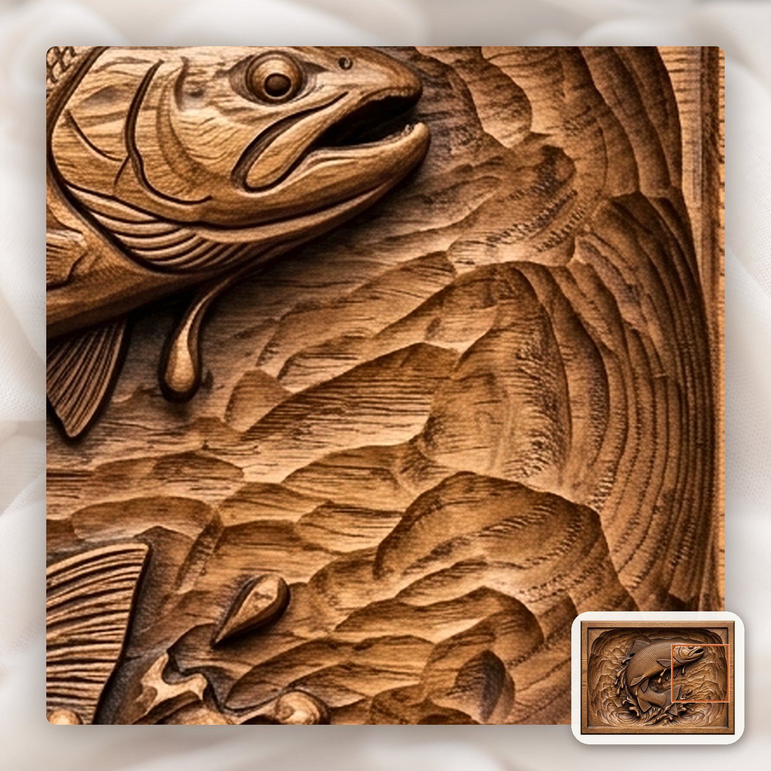 Leaping Trout S-Curve CNC Relief STL bas-relief STL — view 11