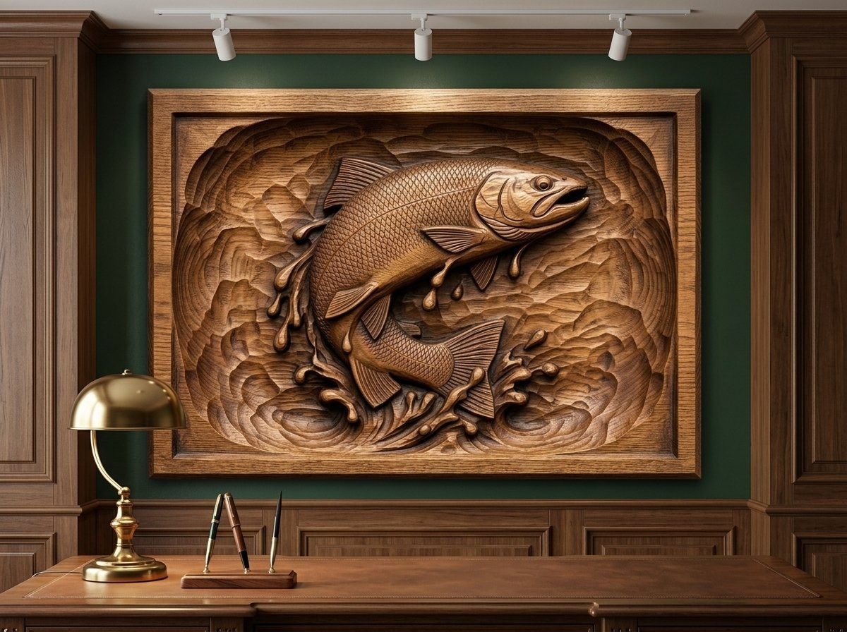 Leaping Trout S-Curve CNC Relief STL bas-relief STL — view 13