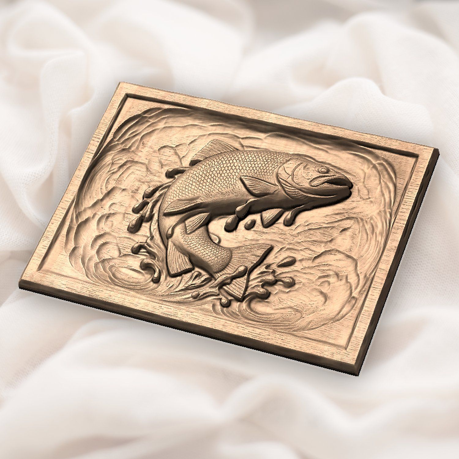 Leaping Trout S-Curve CNC Relief STL bas-relief STL — view 5
