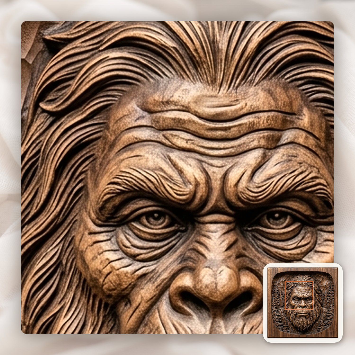 Legend of the Forest Bigfoot Portrait CNC Relief STL bas-relief STL — view 10