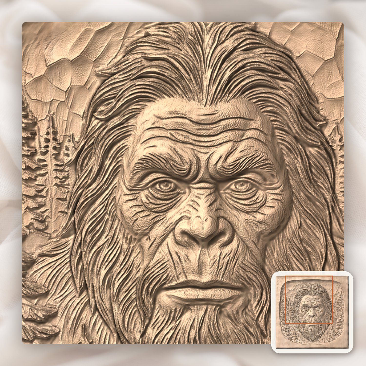Legend of the Forest Bigfoot Portrait CNC Relief STL bas-relief STL — view 7