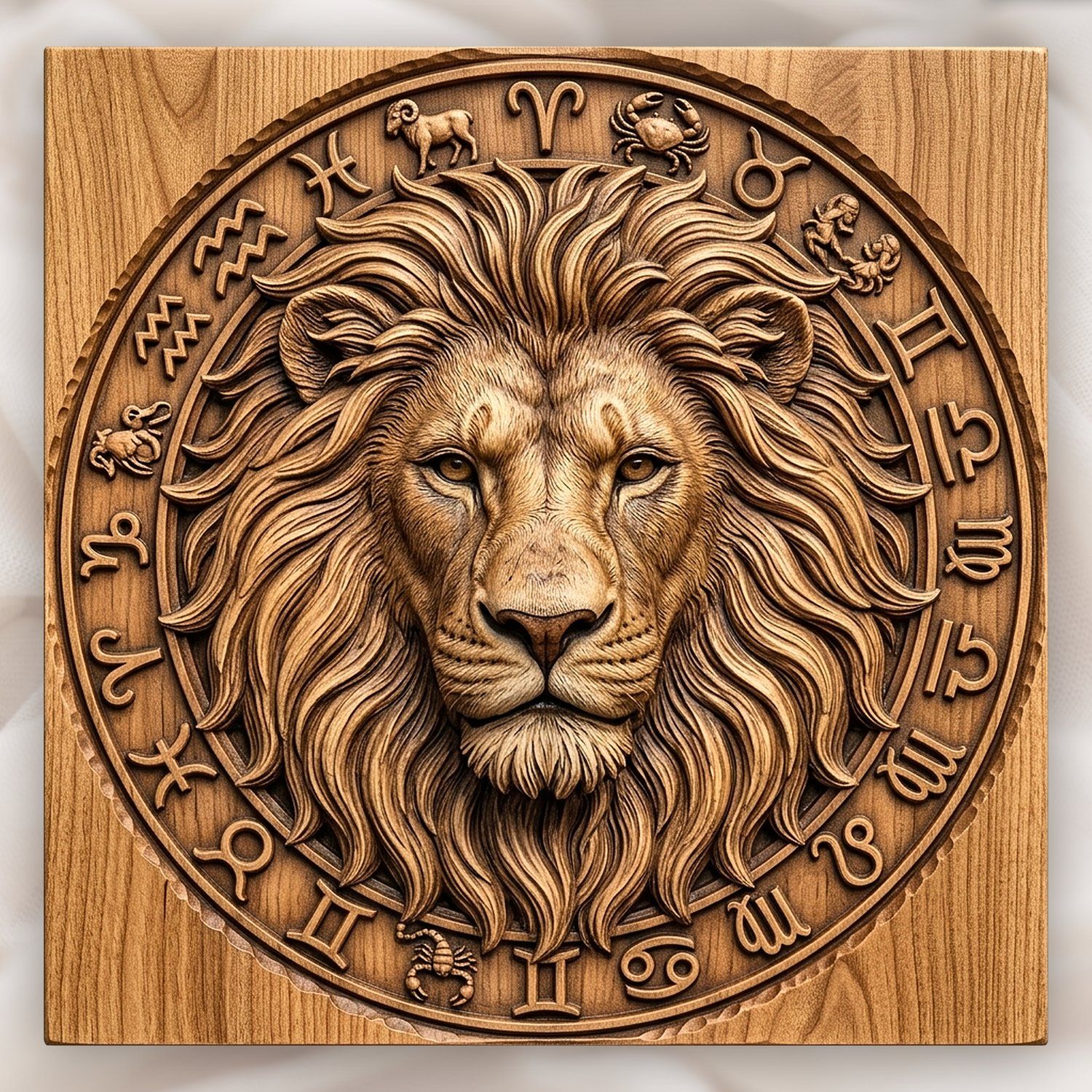 Leo Lion Zodiac Astrology Wheel CNC Relief STL bas-relief STL design