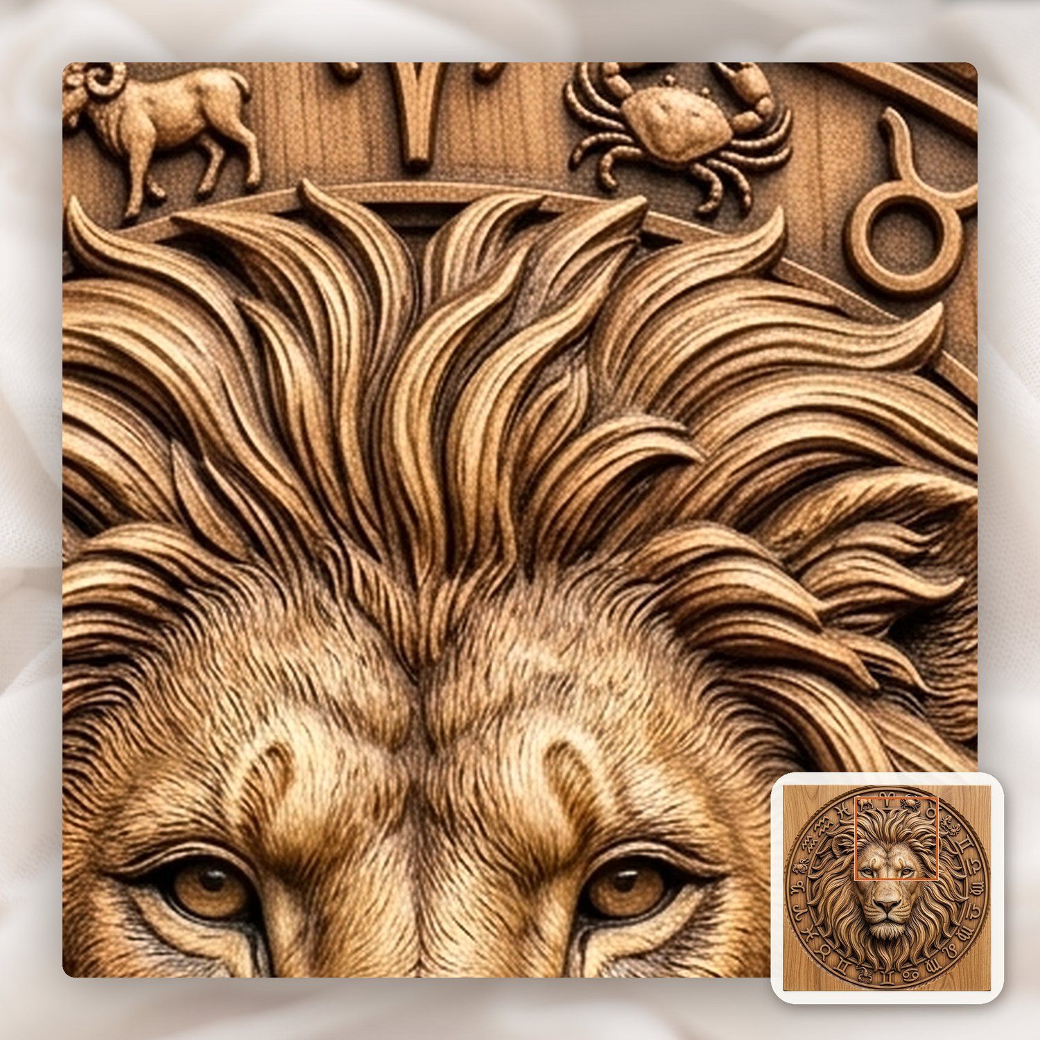 Leo Lion Zodiac Astrology Wheel CNC Relief STL bas-relief STL — view 11
