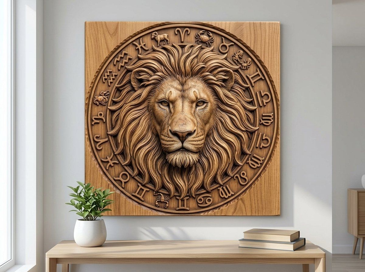 Leo Lion Zodiac Astrology Wheel CNC Relief STL bas-relief STL — view 12