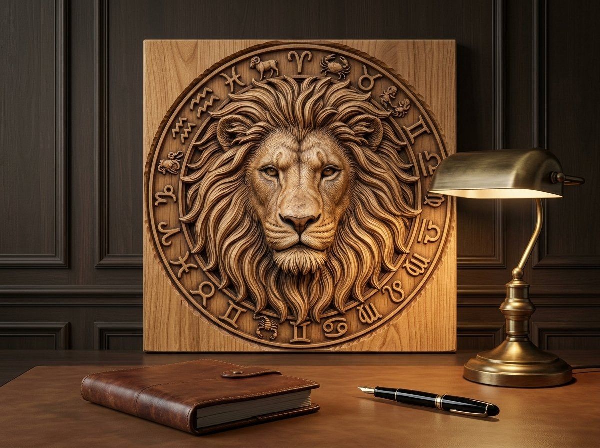 Leo Lion Zodiac Astrology Wheel CNC Relief STL bas-relief STL — view 13