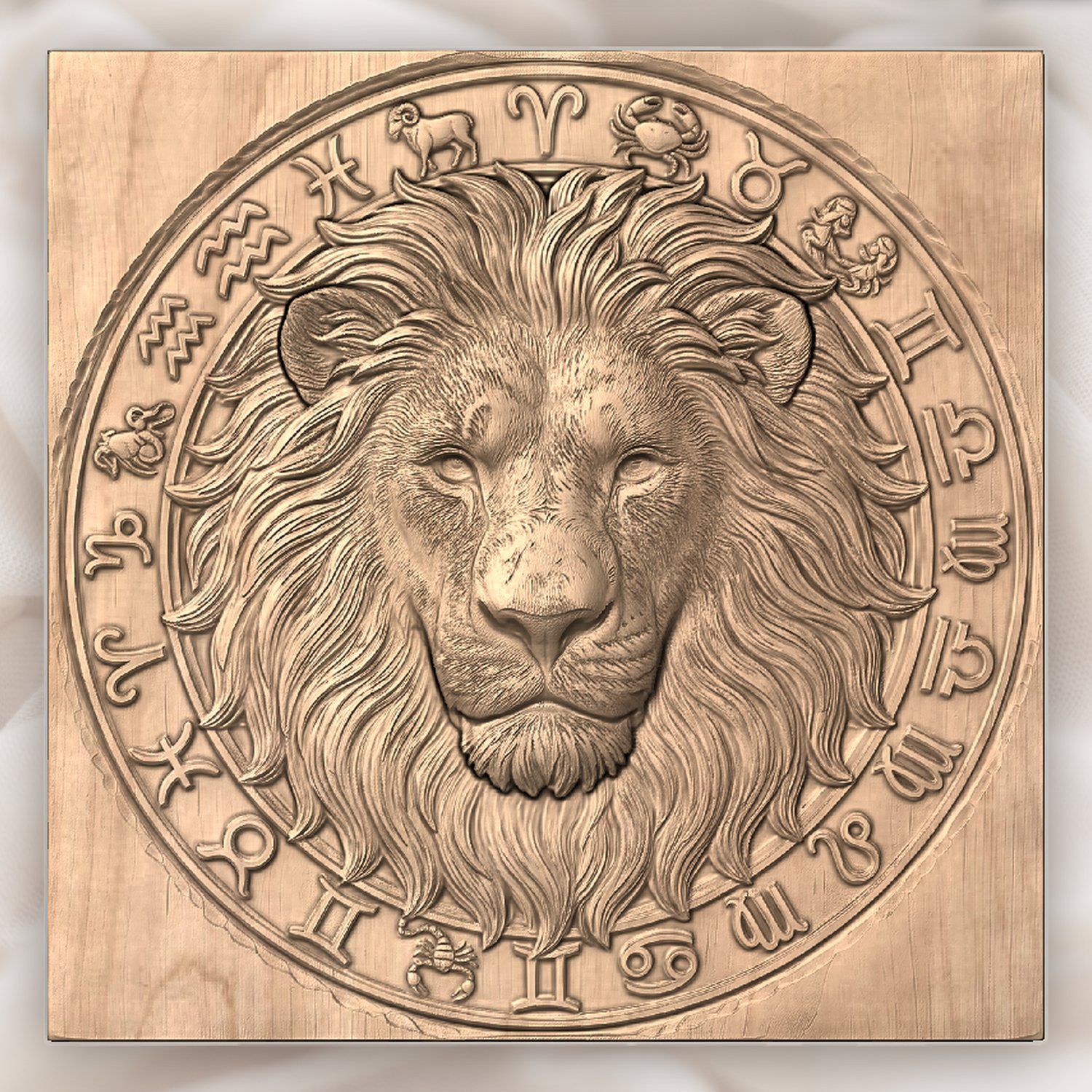 Leo Lion Zodiac Astrology Wheel CNC Relief STL bas-relief STL — view 4