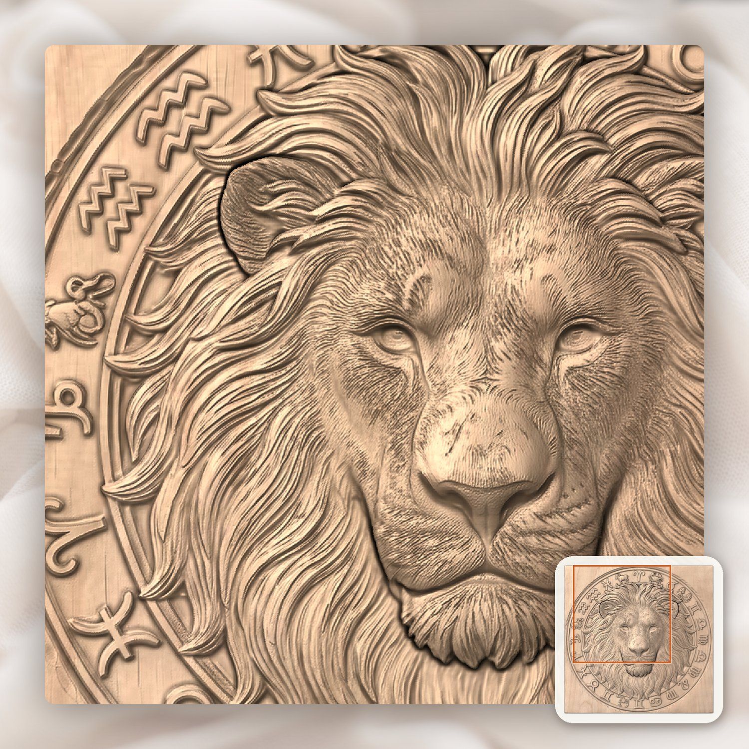 Leo Lion Zodiac Astrology Wheel CNC Relief STL bas-relief STL — view 6