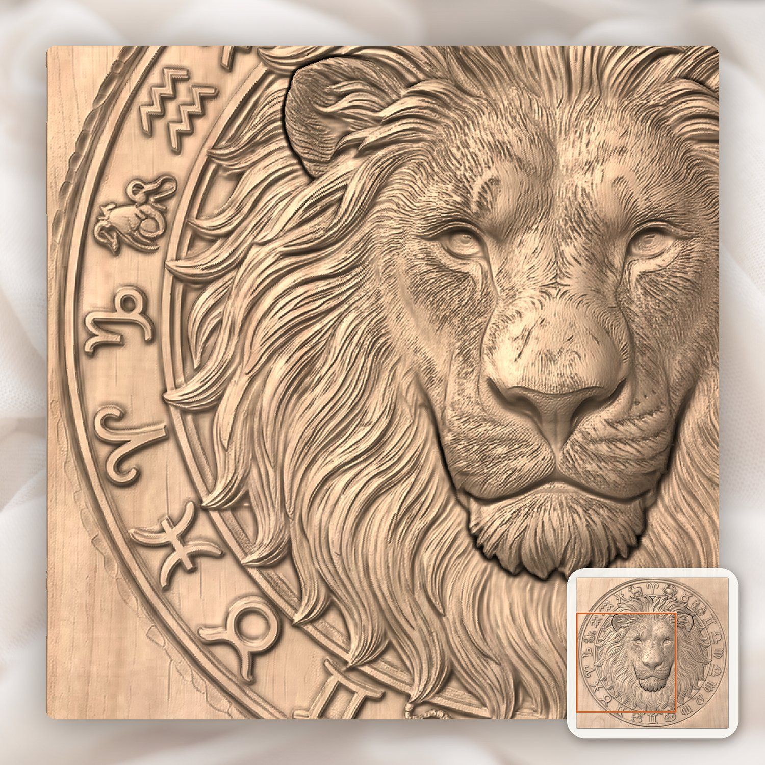 Leo Lion Zodiac Astrology Wheel CNC Relief STL bas-relief STL — view 7