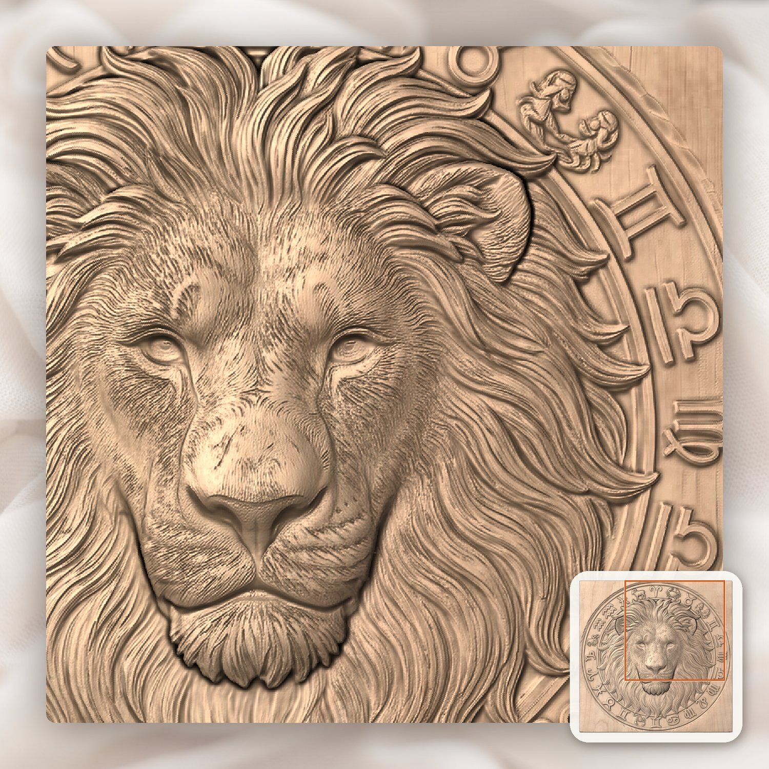 Leo Lion Zodiac Astrology Wheel CNC Relief STL bas-relief STL — view 8