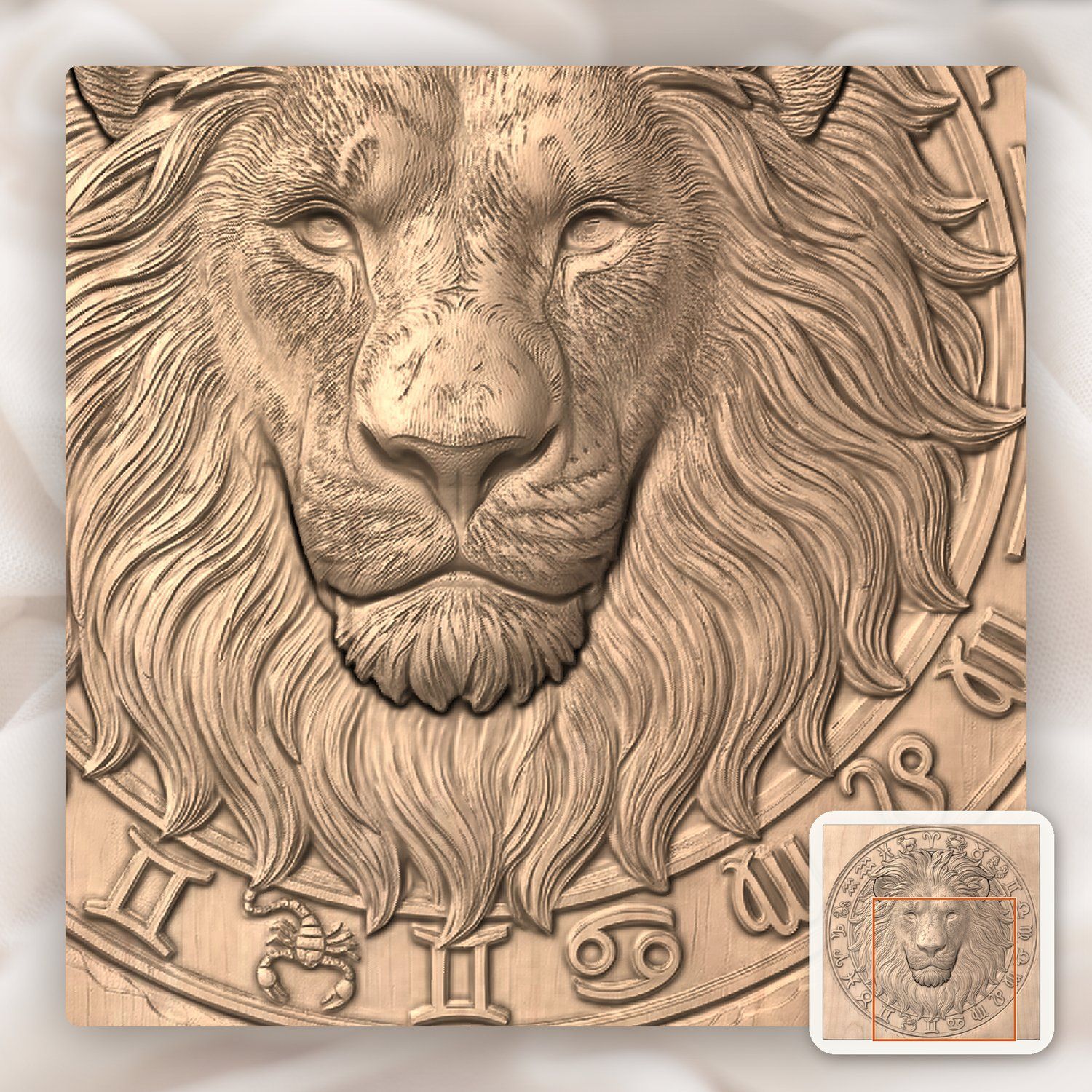 Leo Lion Zodiac Astrology Wheel CNC Relief STL bas-relief STL — view 9