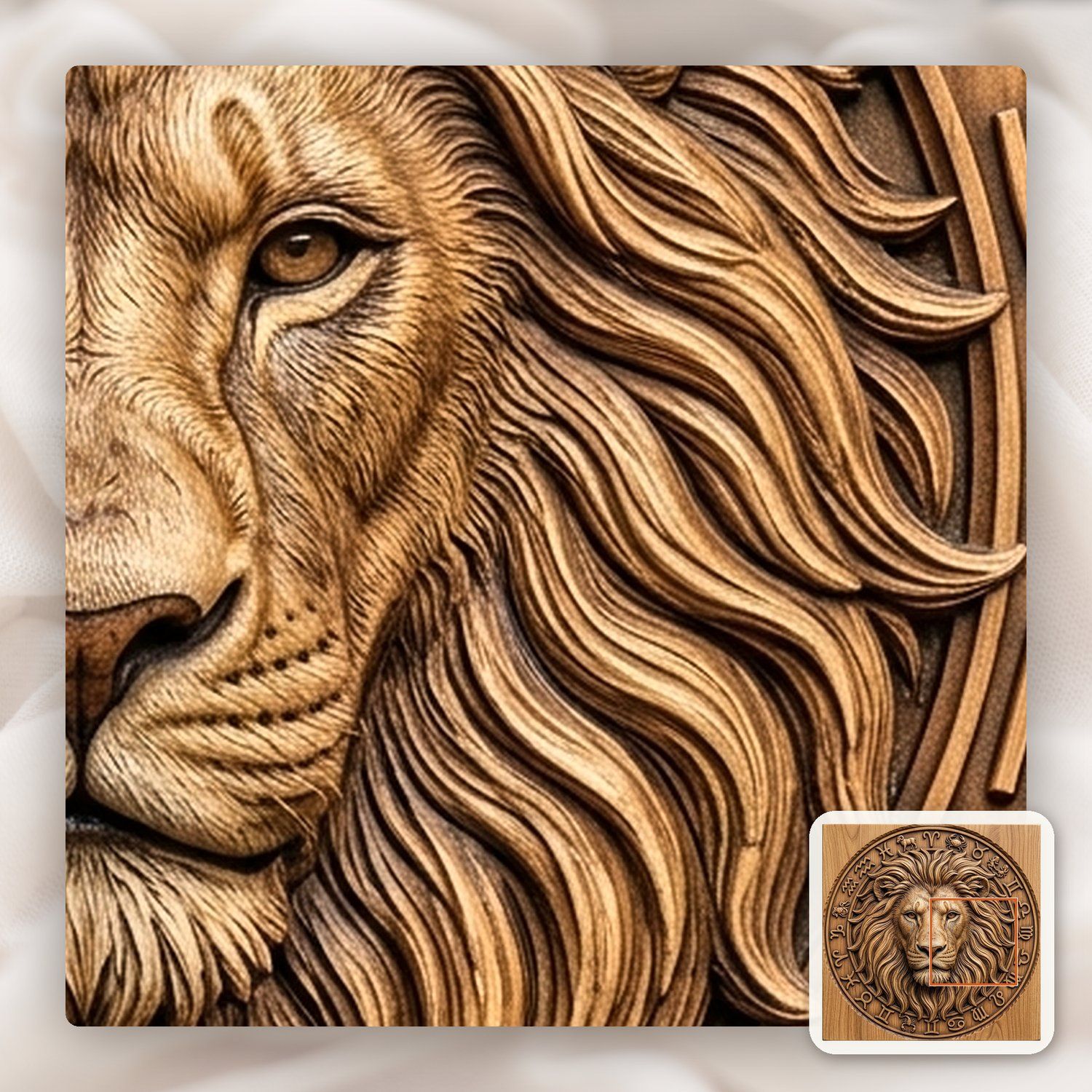 Leo Lion Zodiac Astrology Wheel CNC Relief STL bas-relief STL — view 10