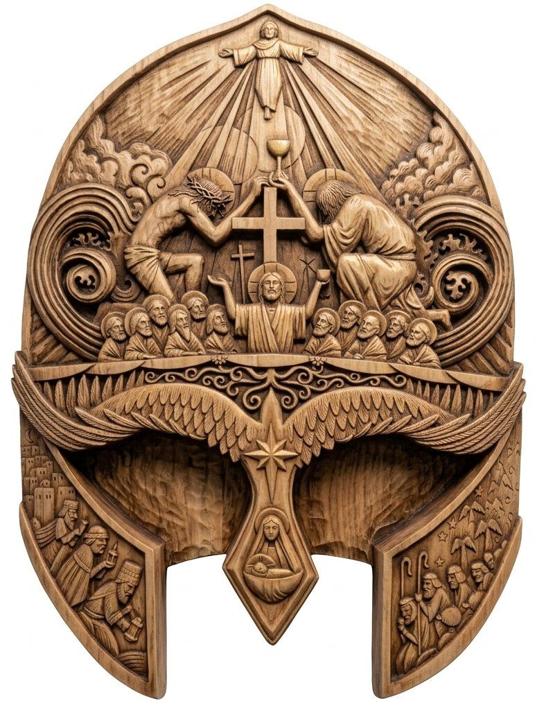 Life of Christ Passion Sacrifice Biblical CNC Relief STL | Religious Wood Carving Design | Christian Wall Art Panel | Aspire VCarve — carved bas relief STL file for CNC