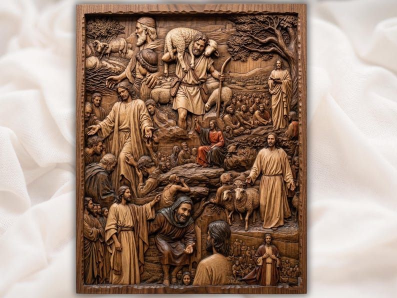 Life of Jesus Bas-Relief STL: Gospel Scenes and the Good Shepherd bas-relief STL design