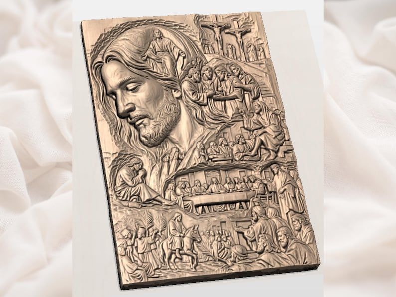 Life of Christ Bas-Relief Panel STL with Jesus Portrait bas-relief STL — view 2