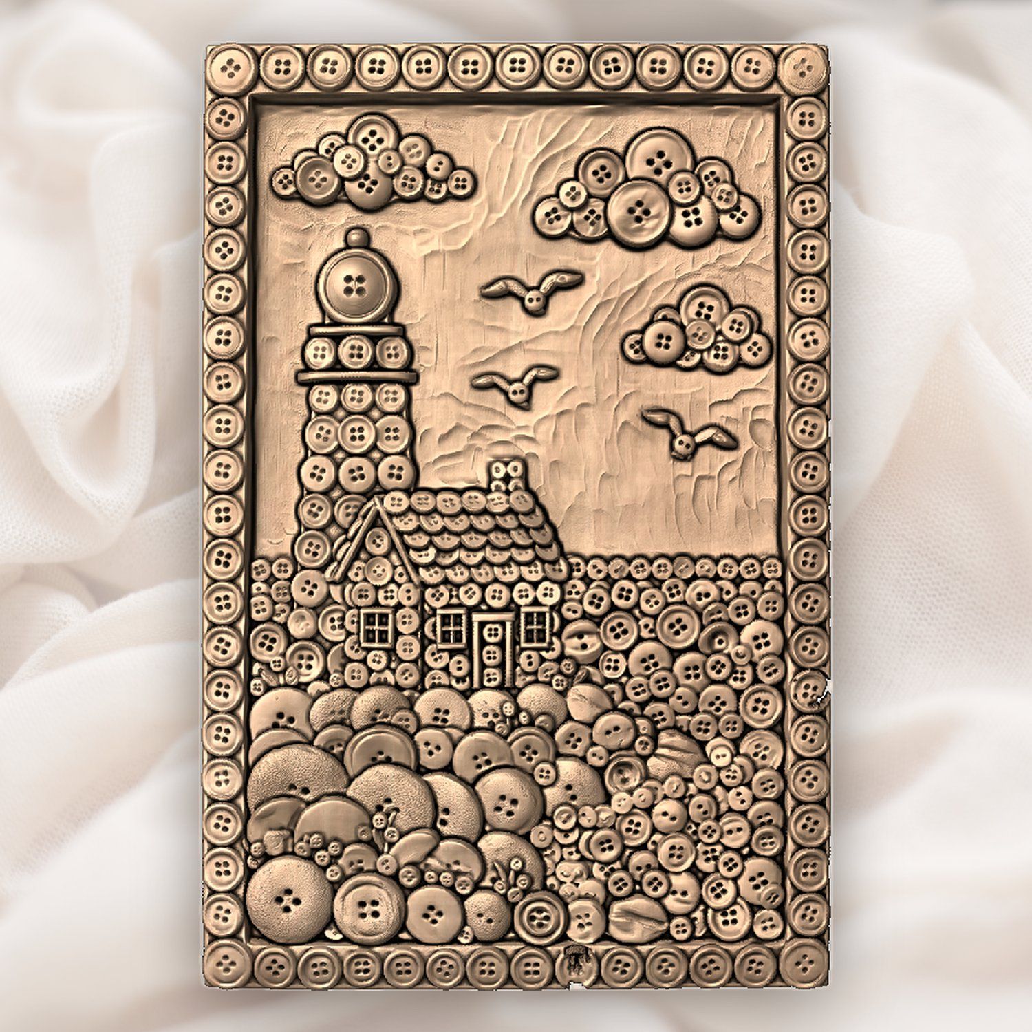Lighthouse Coastal Scene CNC Relief STL bas-relief STL — view 4