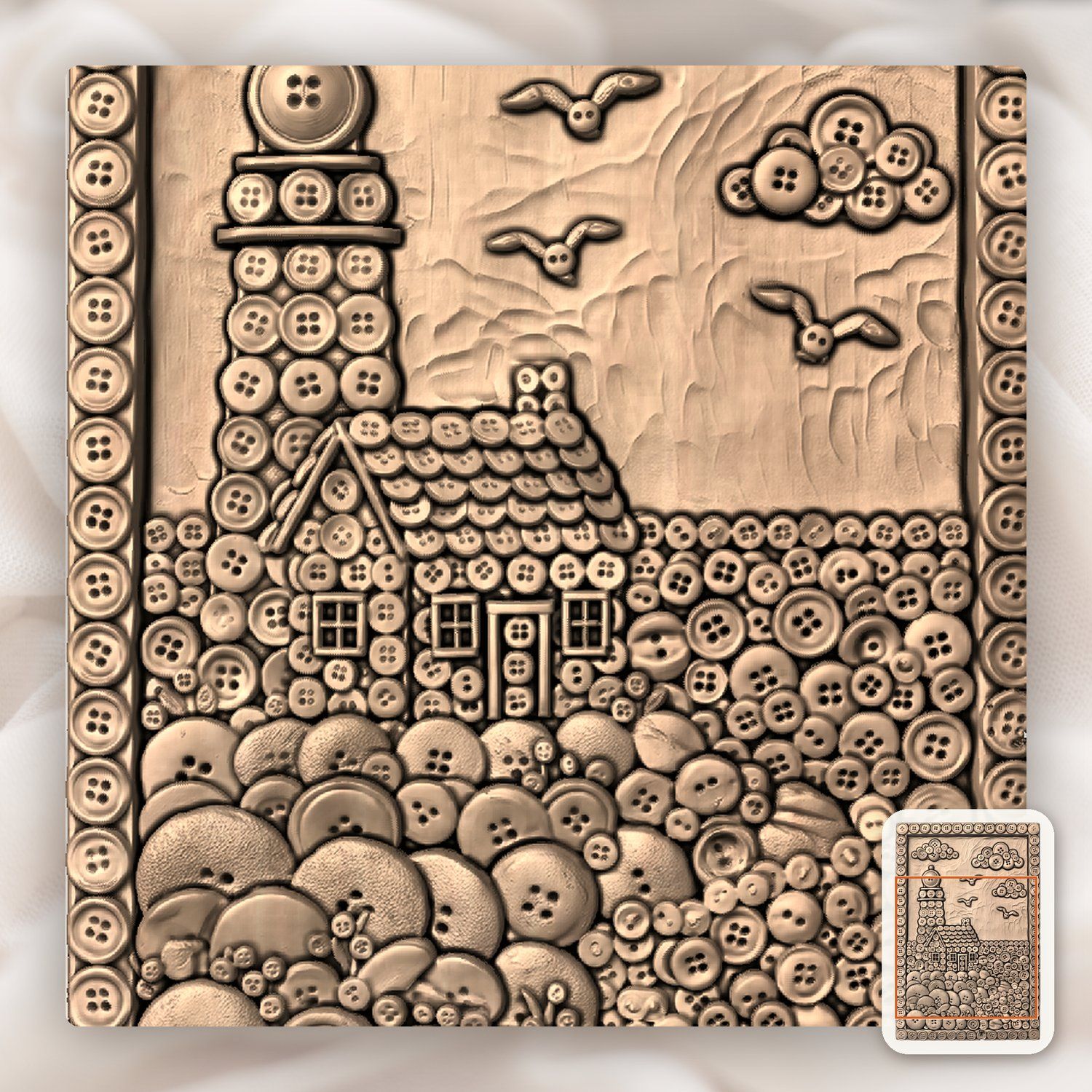 Lighthouse Coastal Scene CNC Relief STL bas-relief STL — view 6