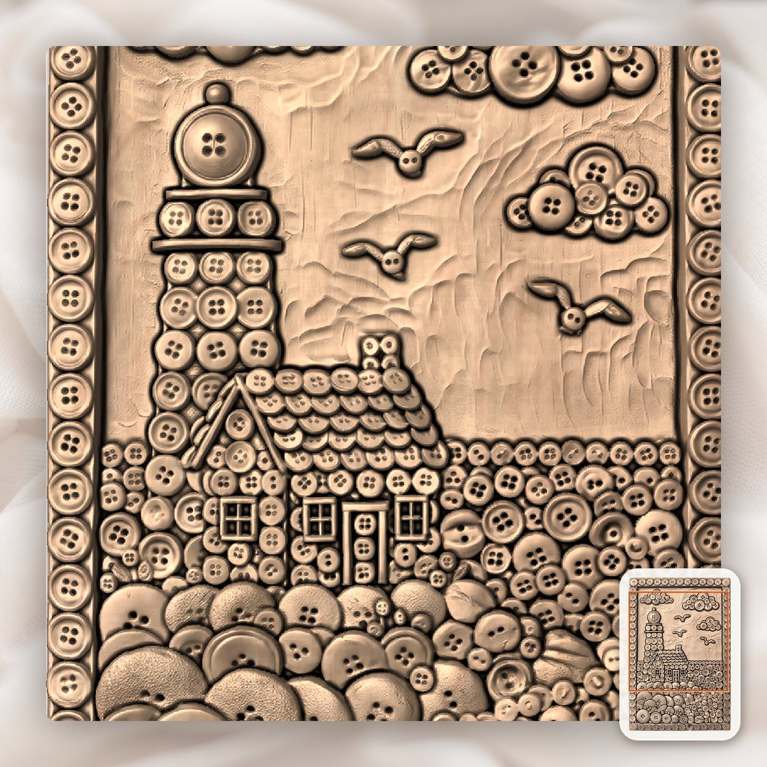 Lighthouse Coastal Scene CNC Relief STL bas-relief STL — view 9
