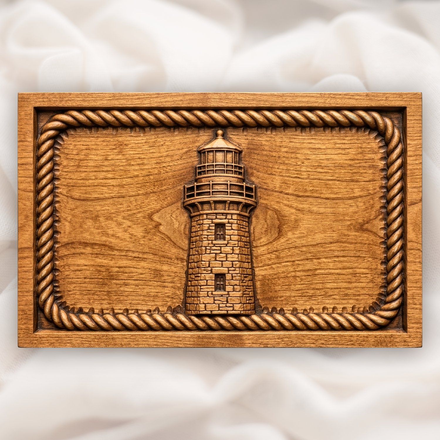 Lighthouse Nautical Rope Border CNC Relief STL bas-relief STL design