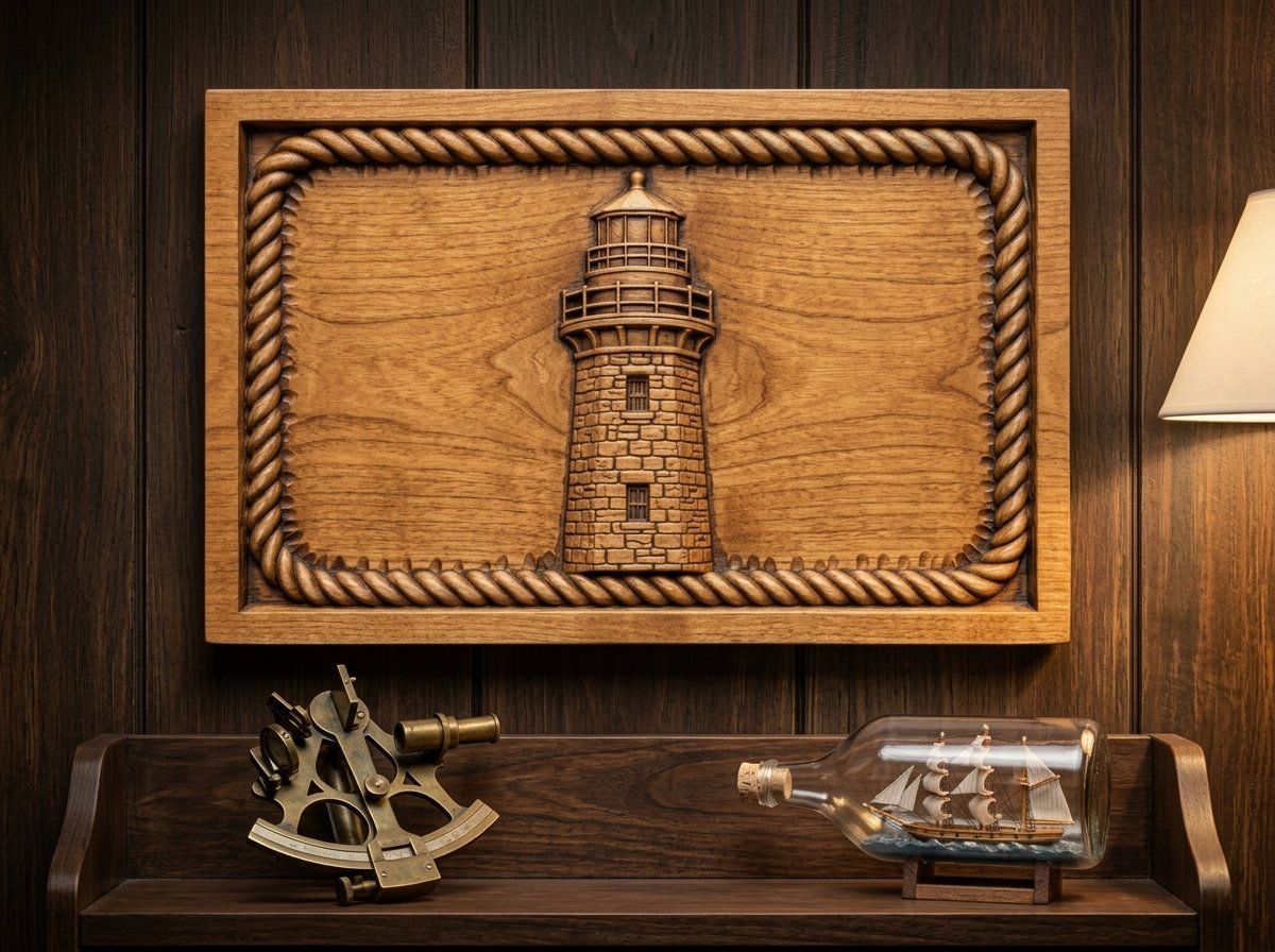Lighthouse Nautical Rope Border CNC Relief STL bas-relief STL — view 12