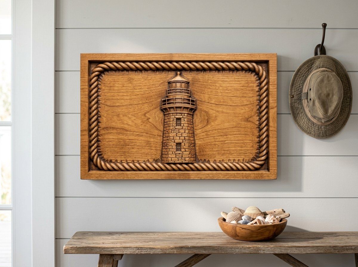 Lighthouse Nautical Rope Border CNC Relief STL bas-relief STL — view 13