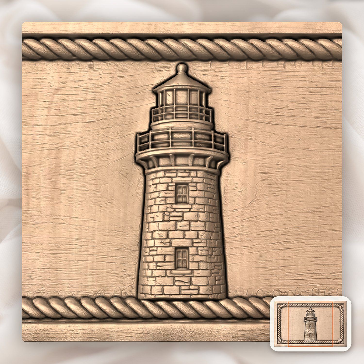 Lighthouse Nautical Rope Border CNC Relief STL bas-relief STL — view 6