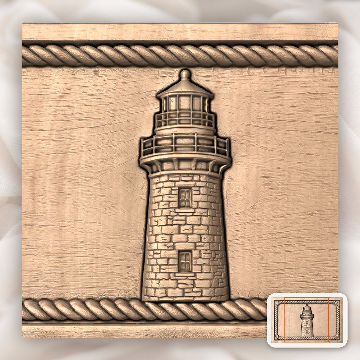 Lighthouse Nautical Rope Border CNC Relief STL bas-relief STL — view 7