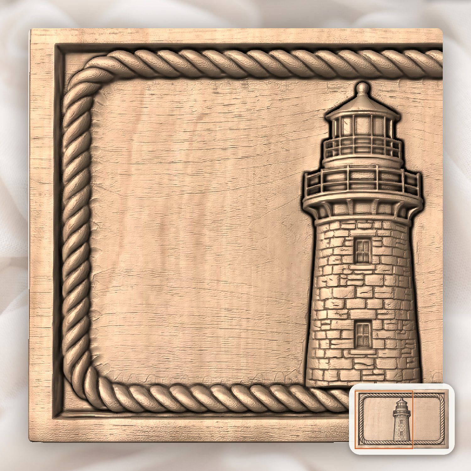 Lighthouse Nautical Rope Border CNC Relief STL bas-relief STL — view 8