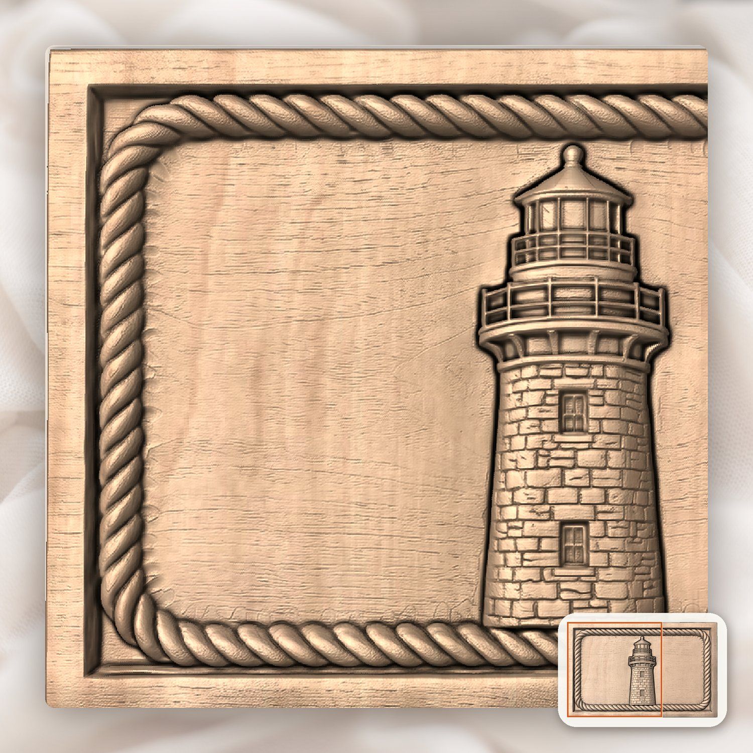 Lighthouse Nautical Rope Border CNC Relief STL bas-relief STL — view 9