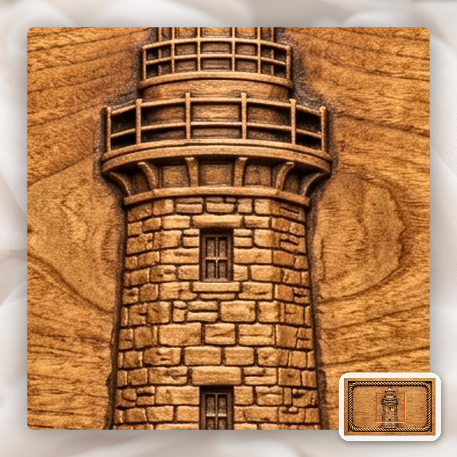 Lighthouse Nautical Rope Border CNC Relief STL bas-relief STL — view 10