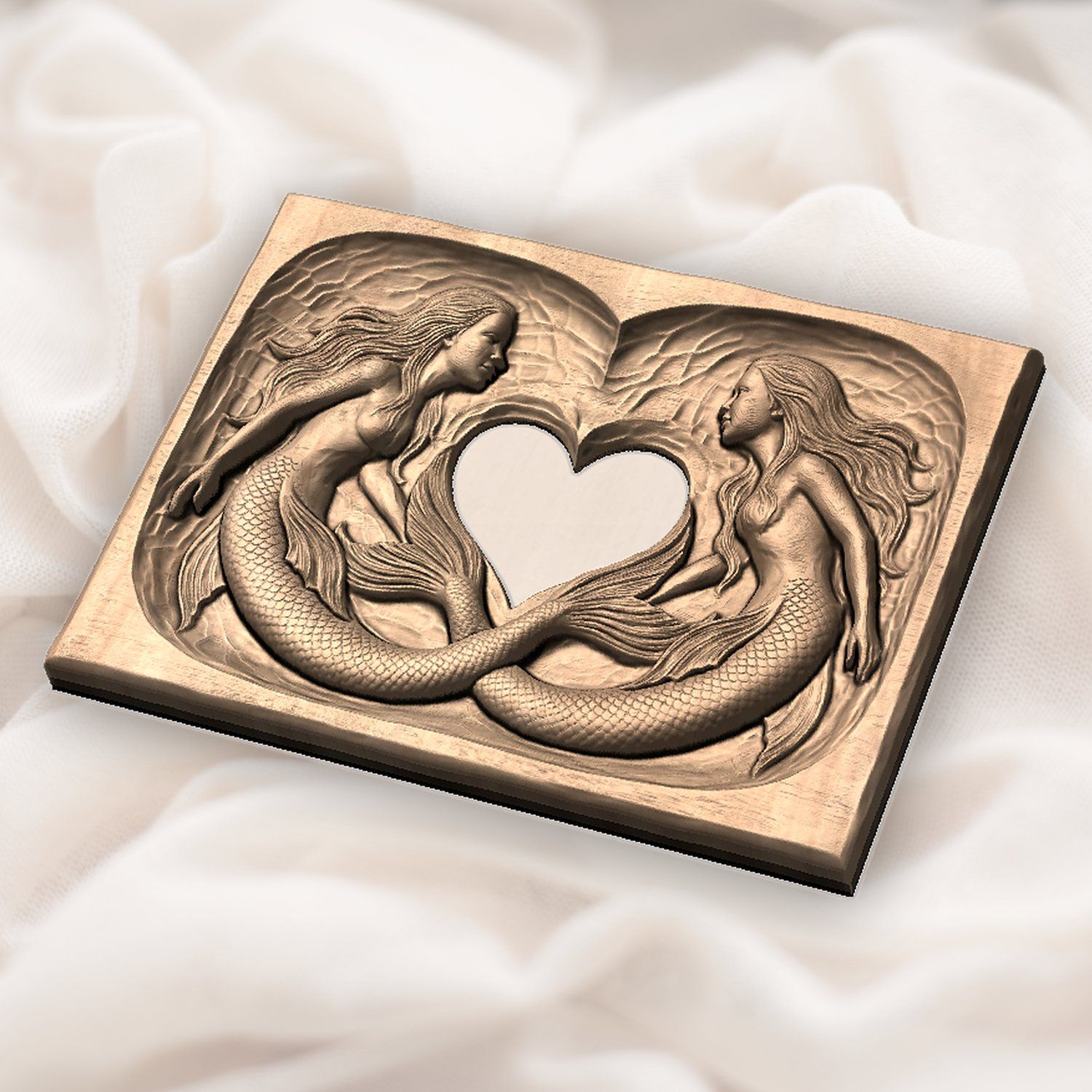 Linked Heart Mermaid Sisters CNC Relief STL bas-relief STL — view 5
