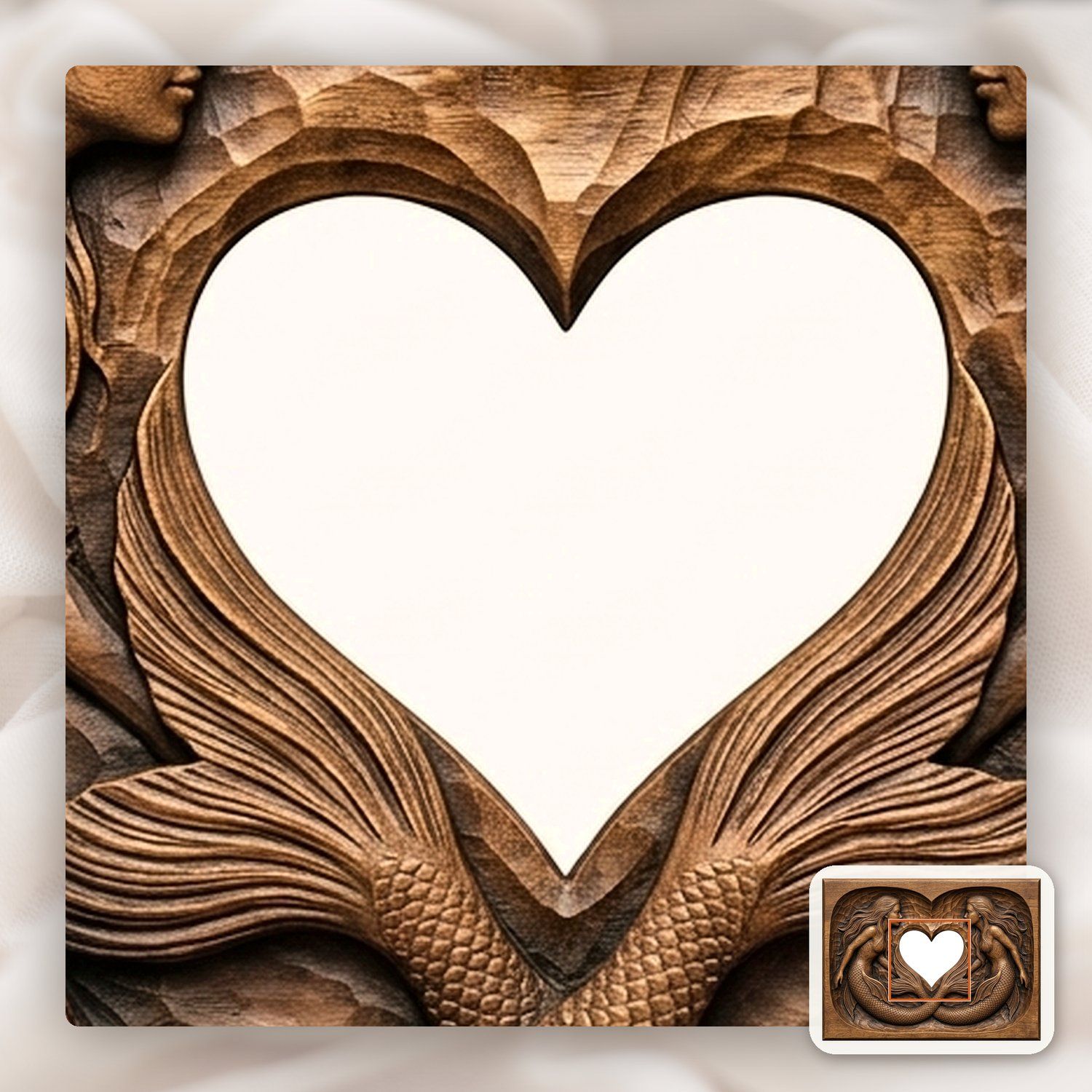 Linked Heart Mermaid Sisters CNC Relief STL bas-relief STL — view 10