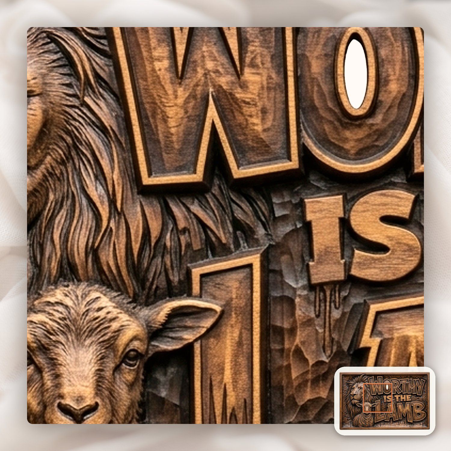 Lion and Lamb Christian Wood Carving CNC Relief STL bas-relief STL — view 12