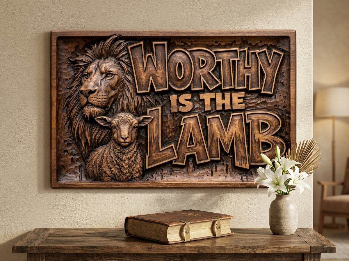 Lion and Lamb Christian Wood Carving CNC Relief STL bas-relief STL — view 13