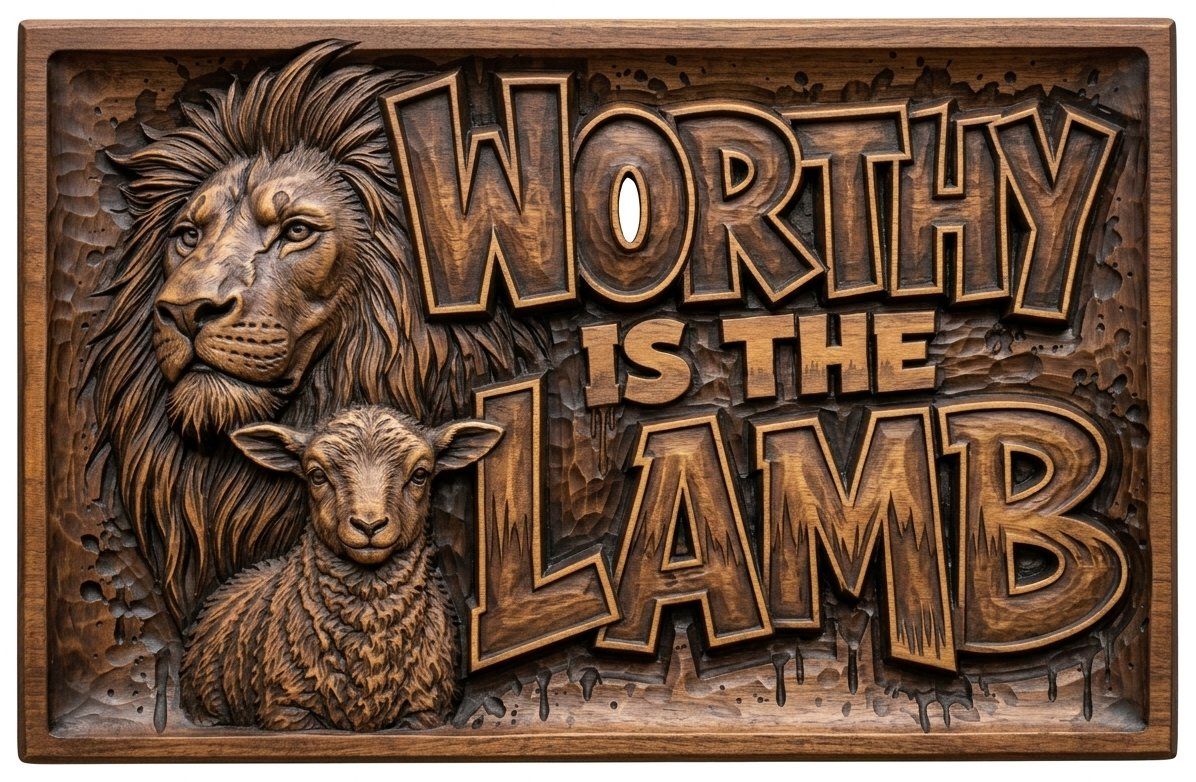 Lion and Lamb Christian Wood Carving CNC Relief STL bas-relief STL — view 4