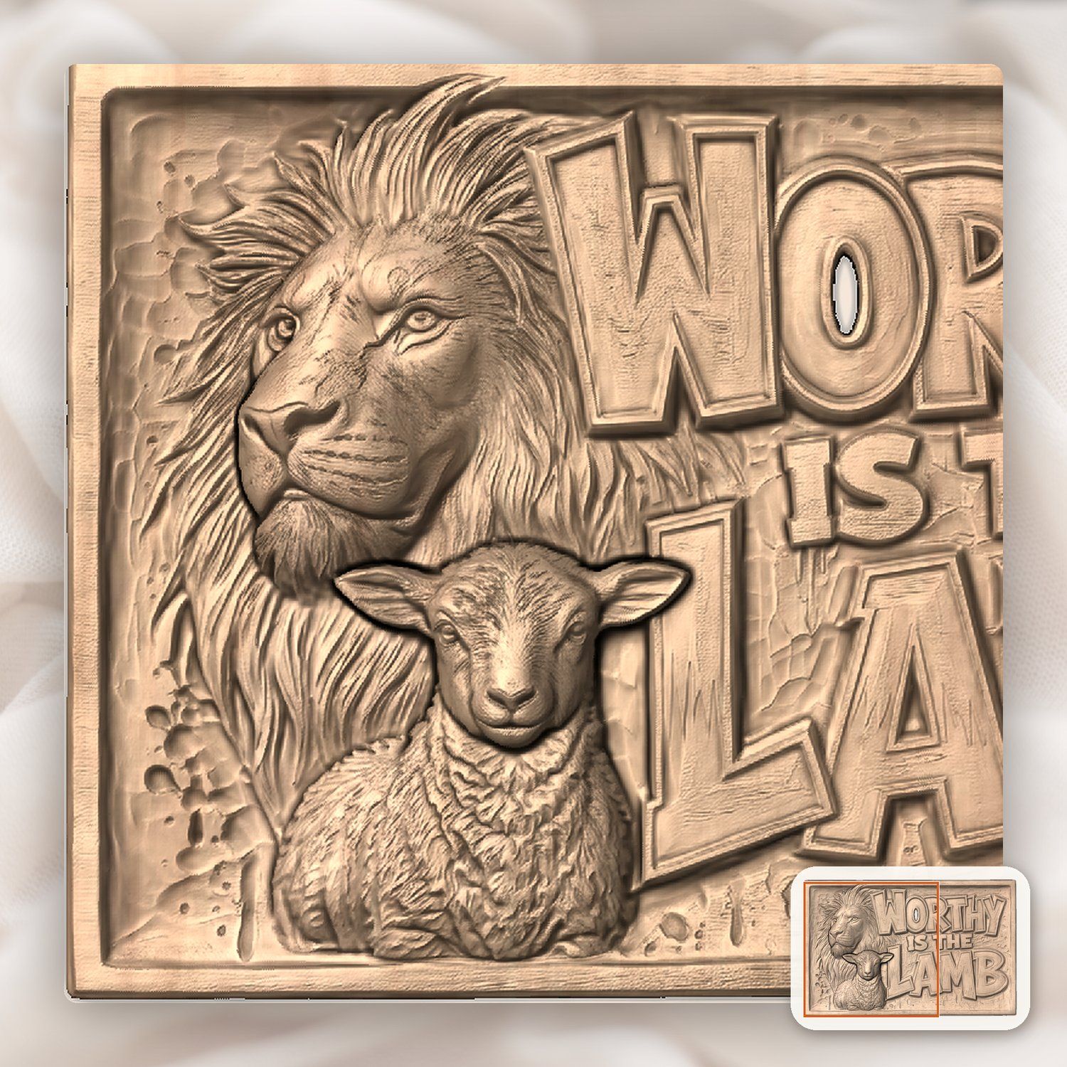 Lion and Lamb Christian Wood Carving CNC Relief STL bas-relief STL — view 8