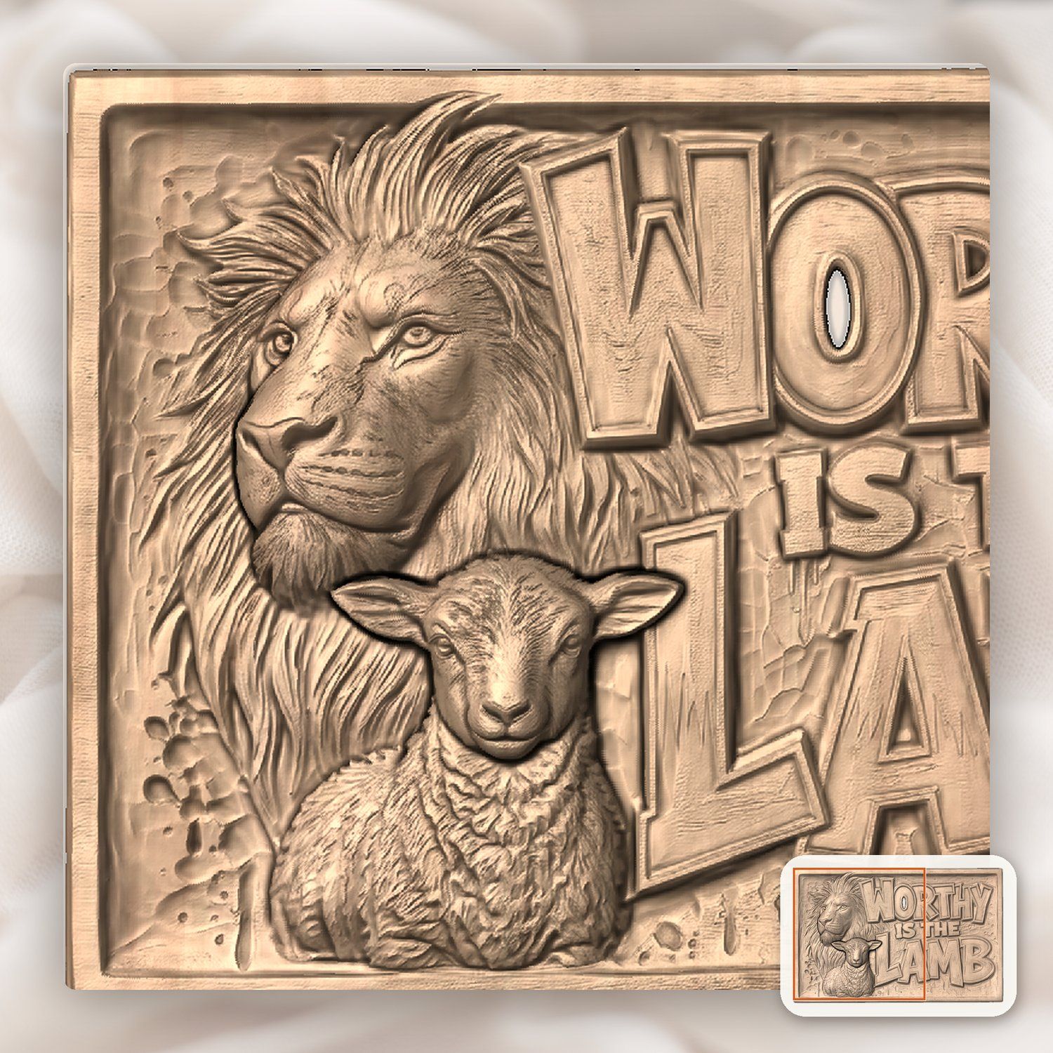 Lion and Lamb Christian Wood Carving CNC Relief STL bas-relief STL — view 9