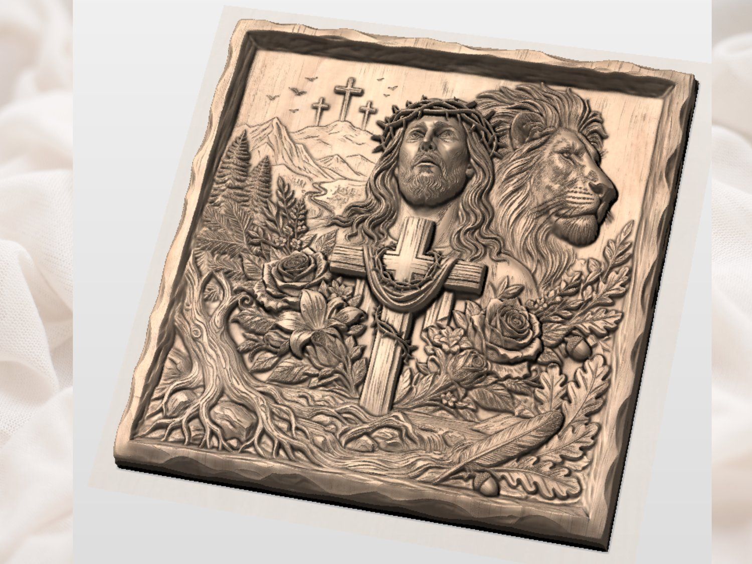 Lion of Judah and Jesus Christ CNC Relief STL bas-relief STL — view 4