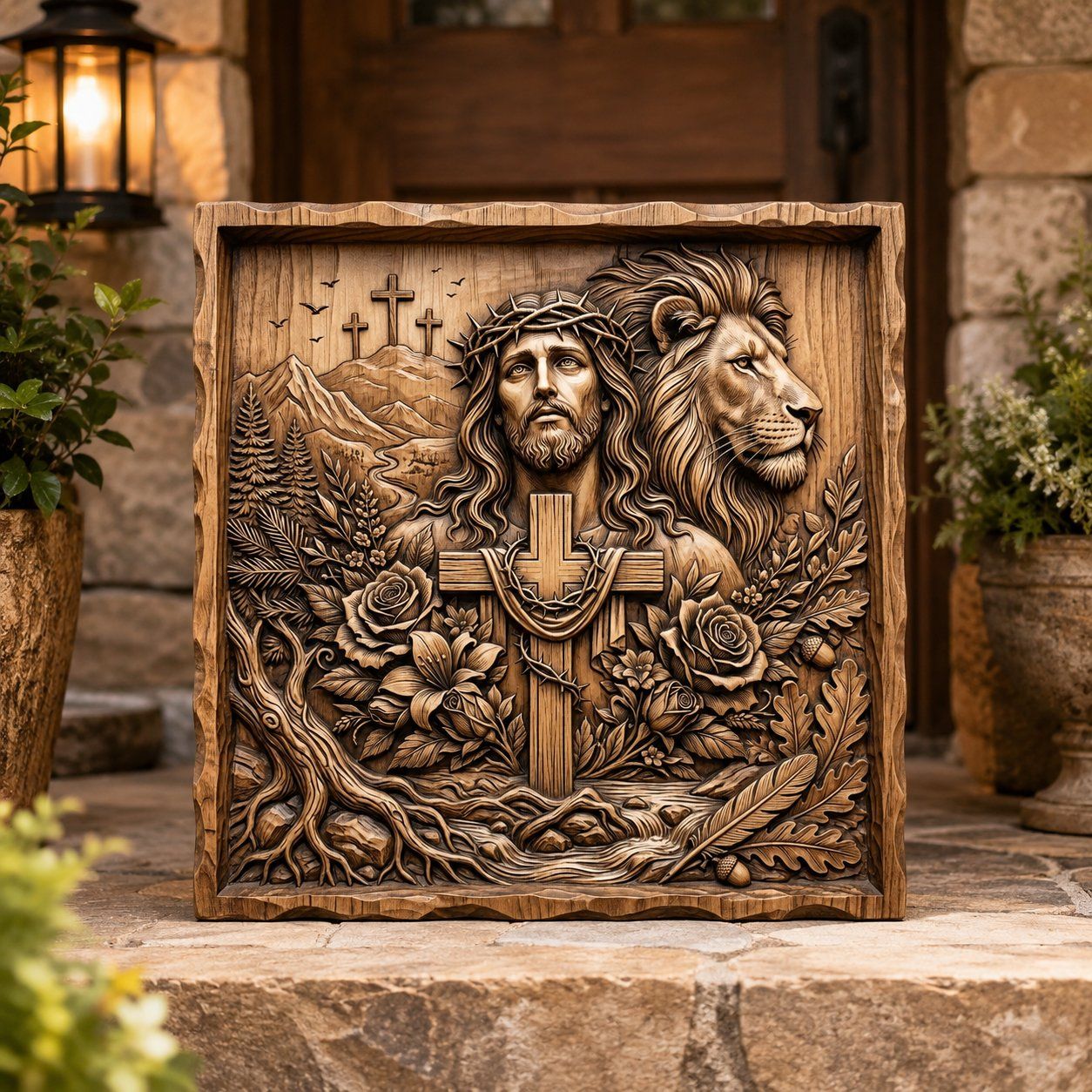 Lion of Judah and Jesus Christ CNC Relief STL bas-relief STL — view 7