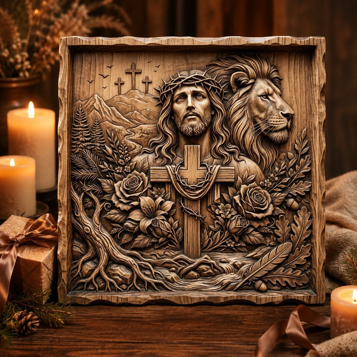 Lion of Judah and Jesus Christ CNC Relief STL bas-relief STL — view 8