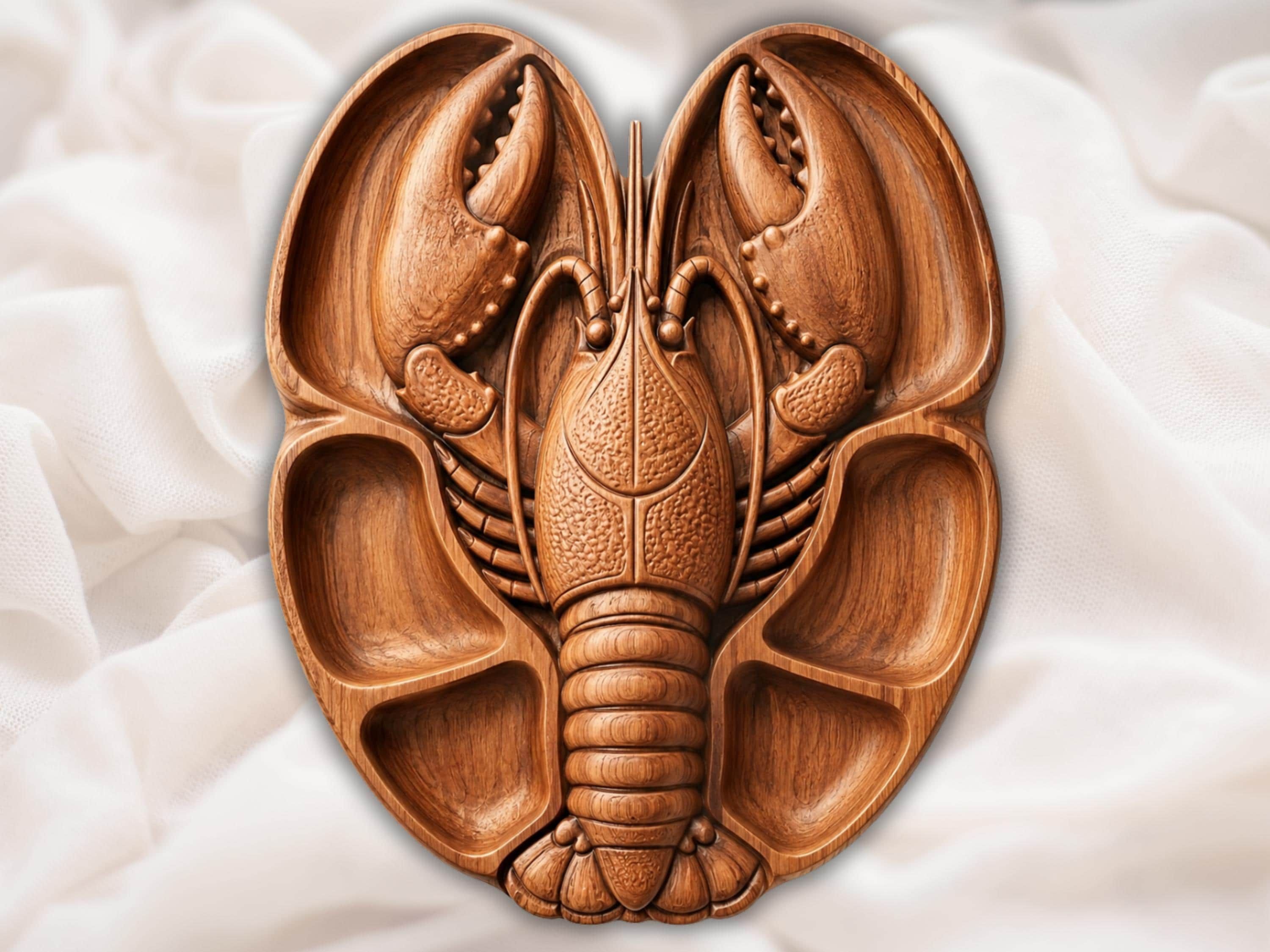 Lobster Serving Tray STL File for CNC Router bas-relief STL — view 10